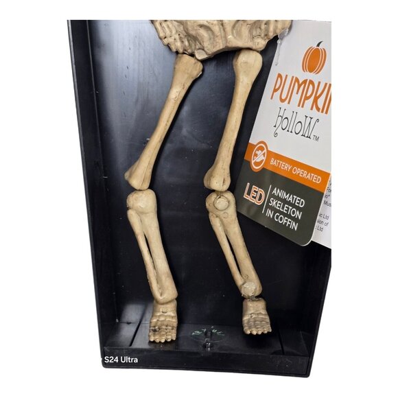 Animated Skeleton in Coffin Spooky LED Pumpkin Hollow Halloween Home Decor - Picture 7 of 8